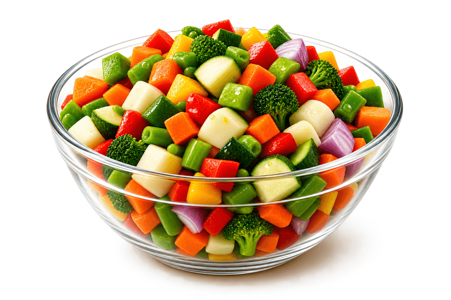 Bowl of chopped mixed vegetables