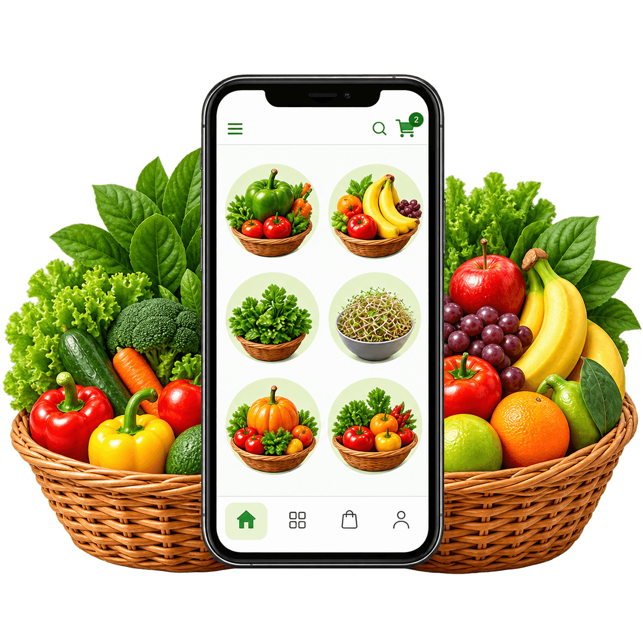 Phone with the product list open